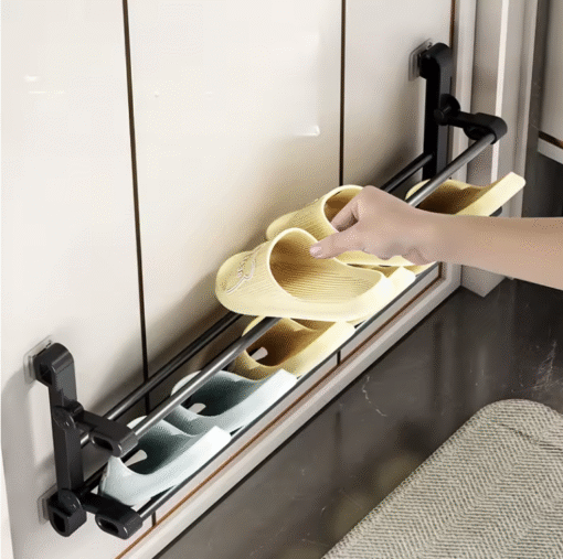 Hole-Free Wall-Mounted Shoe Rack – Behind-the-Door Multi-Layer Slipper Organizer - Image 2