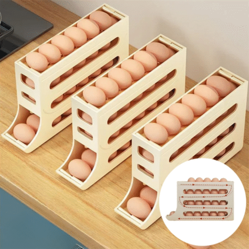 Egg Storage Organizer with Auto-Rolling Design in Fridge