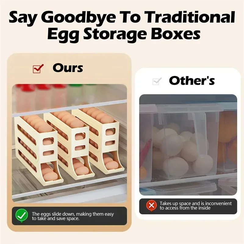 Egg Storage Organizer with Auto-Rolling Design in Fridge