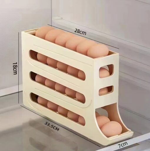 Egg Storage Organizer with Auto-Rolling Design in Fridge