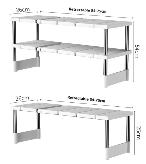 size of expandable sink storage rack