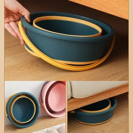 folding bucket in camping scene