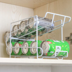 Double-layer can storage rack for kitchen countertops and pantry shelves