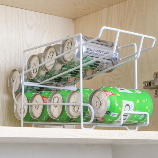 Double-layer can storage rack for kitchen countertops and pantry shelves