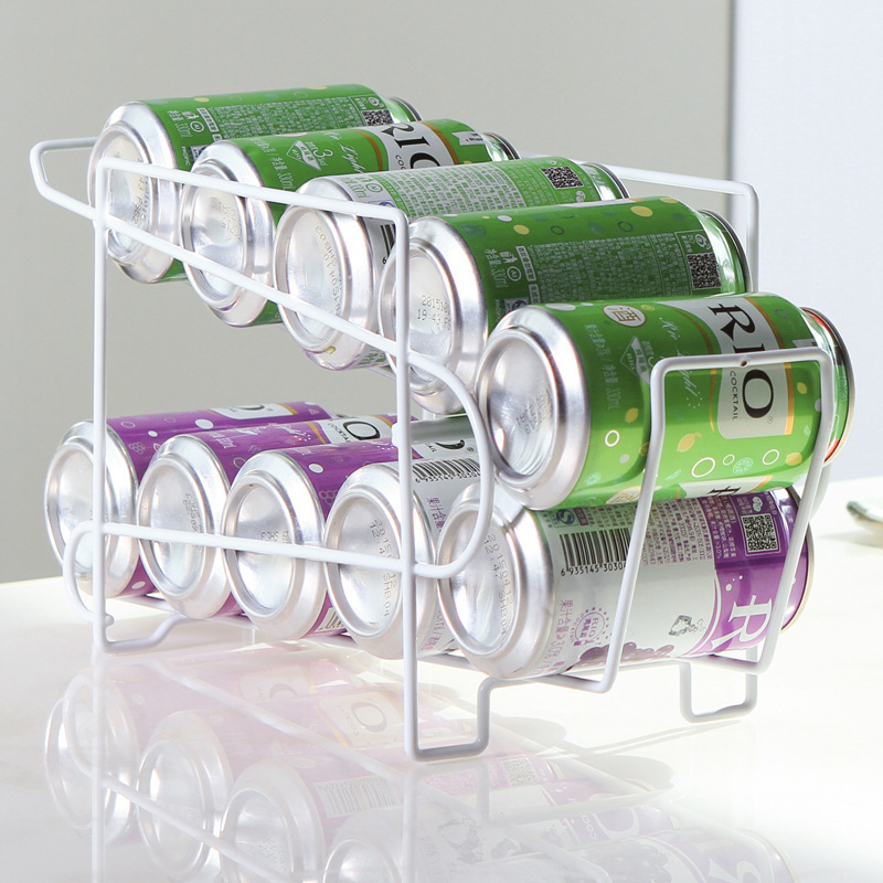 Double-layer can storage rack for kitchen countertops and pantry shelves