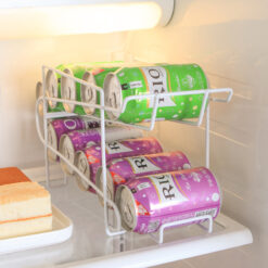 Double-layer can storage rack for kitchen countertops and pantry shelves