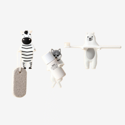 Cute animal-shaped wall hook with double bendable arms, adhesive mount