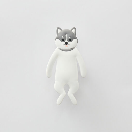 Cute animal-shaped wall hook with double bendable arms, adhesive mount