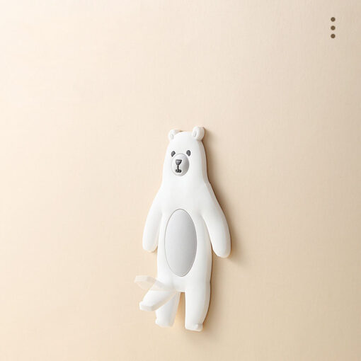 Cute animal-shaped wall hook with double bendable arms, adhesive mount