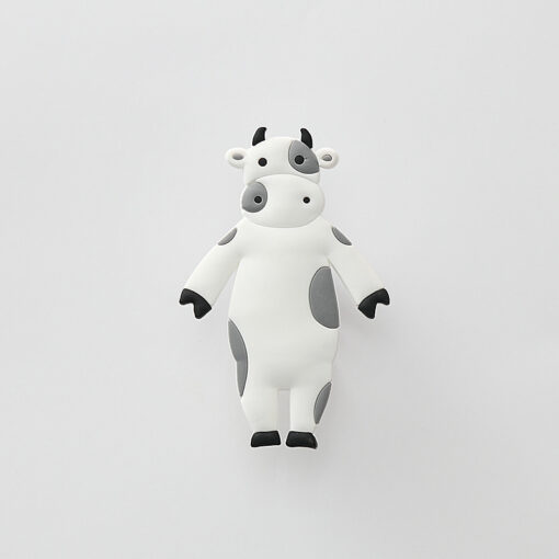 Cute animal-shaped wall hook with double bendable arms, adhesive mount
