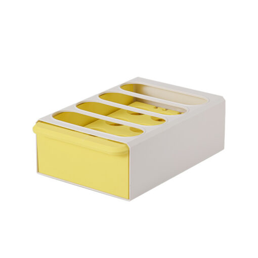 Compact plastic drawer-style egg storage box for 12 eggs