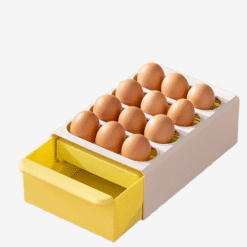 Compact plastic drawer-style egg storage box for 12 eggs