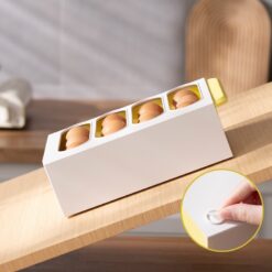Compact plastic drawer-style egg storage box for 12 eggs