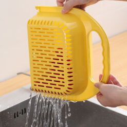 Foldable kitchen drain basket with handle for washing fruits and vegetables