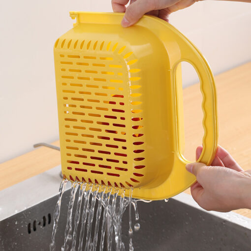 Foldable kitchen drain basket with handle for washing fruits and vegetables