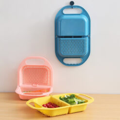 Foldable kitchen drain basket with handle for washing fruits and vegetables