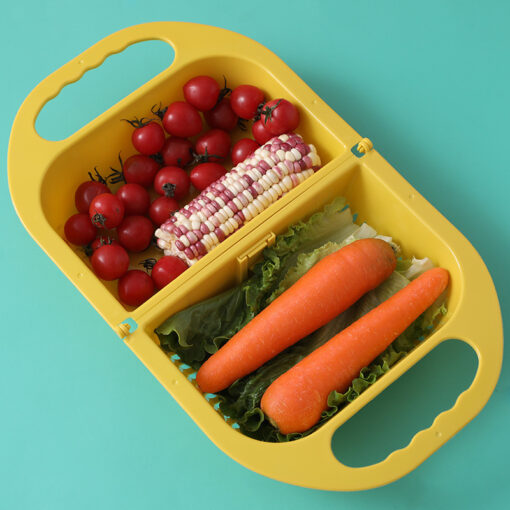 Foldable kitchen drain basket with handle for washing fruits and vegetables