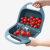 Foldable kitchen drain basket with handle for washing fruits and vegetables