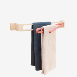 Foldable adhesive towel rack with rotatable arms for kitchen and bathroom