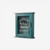 Vintage wooden key storage cabinet with 6 hooks for wall mounting
