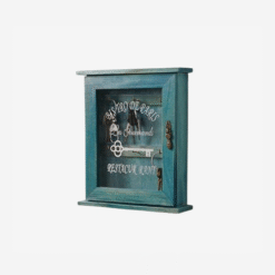 Vintage wooden key storage cabinet with 6 hooks for wall mounting