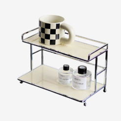 Acrylic double shelf organizer for makeup and desk storage