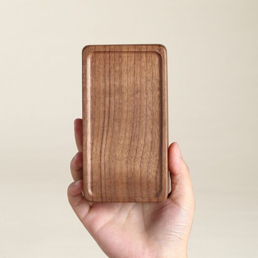 Compact luxury magnetic wooden jewelry box with velvet lining for rings, earrings, and necklaces