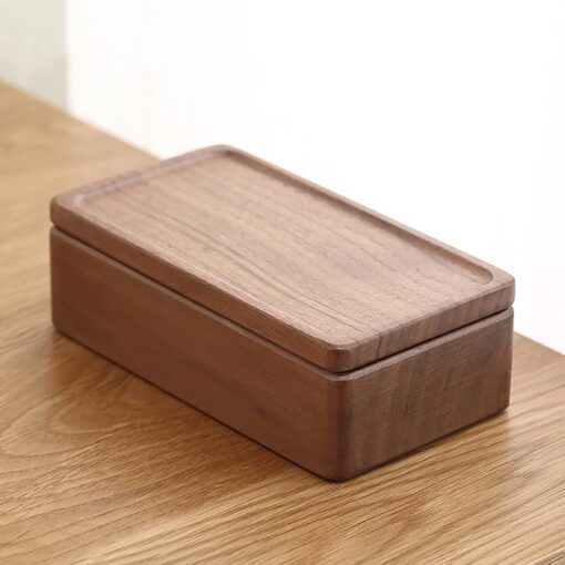Compact luxury magnetic wooden jewelry box with velvet lining for rings, earrings, and necklaces