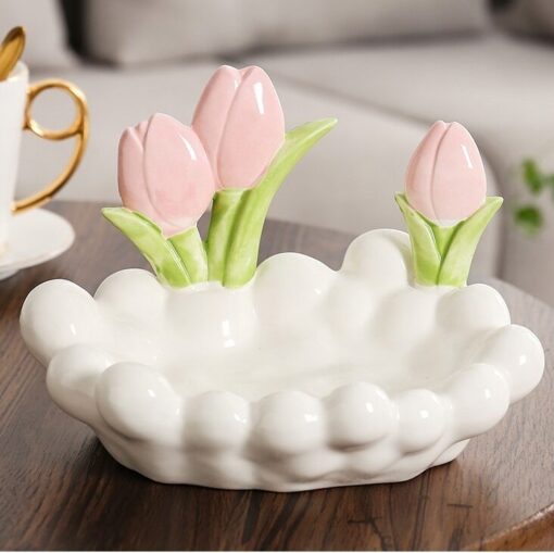 White Tulip Key Holder for Desktop or Hallway