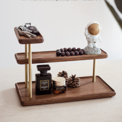 Compact solid wood desktop storage rack with 3 shelves, ideal for books and home organization