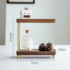 Compact solid wood desktop storage rack with 2 shelves, ideal for books and home organization