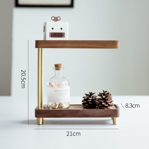 Compact solid wood desktop storage rack with 2 shelves, ideal for books and home organization