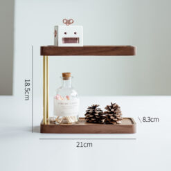 Compact solid wood desktop storage rack with 2 shelves, ideal for books and home organization