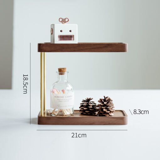 Compact solid wood desktop storage rack with 2 shelves, ideal for books and home organization