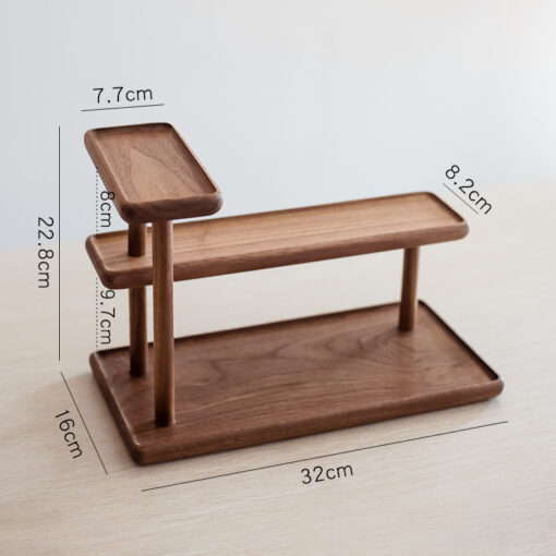 Compact solid wood desktop storage rack with 3 shelves, ideal for books and home organization