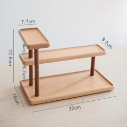 Compact solid wood desktop storage rack with 3 shelves, ideal for books and home organization