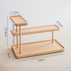 Compact solid wood desktop storage rack with 3 shelves, ideal for books and home organization