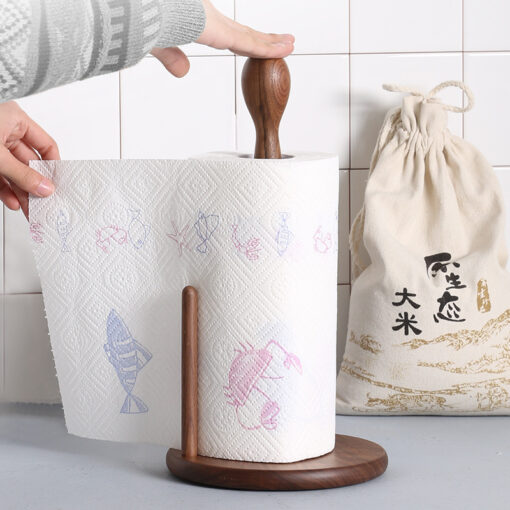 Elegant walnut wood paper towel holder for dining table or kitchen