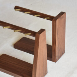 Wooden key holder with multiple hooks and tray for keys, phone, and small accessories