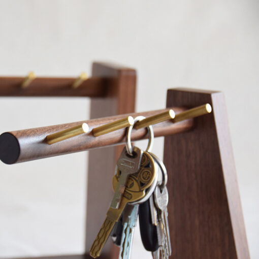 Wooden key holder with multiple hooks