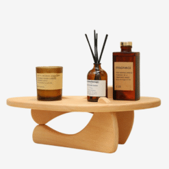 Creative solid wood tabletop storage rack with detachable design and artistic styling