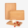 Natural beech wood serving tray for kitchen, breakfast, tea, and dessert use