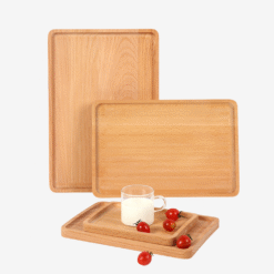 Natural beech wood serving tray for kitchen, breakfast, tea, and dessert use