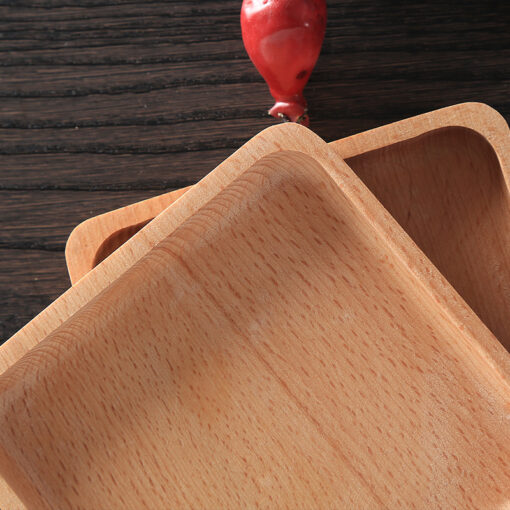 Natural beech wood serving tray for kitchen, breakfast, tea, and dessert use