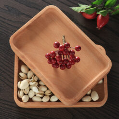 Natural beech wood serving tray for kitchen, breakfast, tea, and dessert use