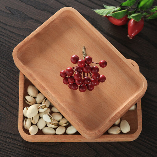 Natural beech wood serving tray for kitchen, breakfast, tea, and dessert use