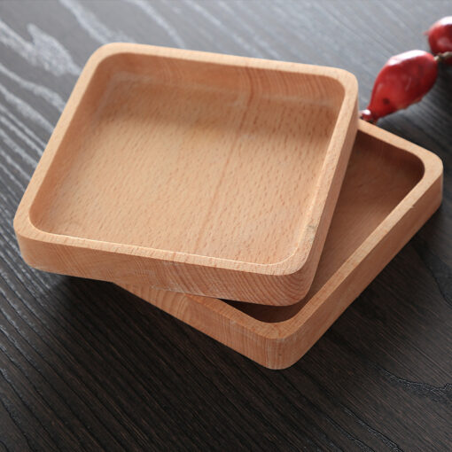 Natural beech wood serving tray for kitchen, breakfast, tea, and dessert use