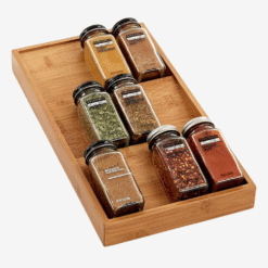 Drawer-type bamboo spice rack for kitchen seasoning storage