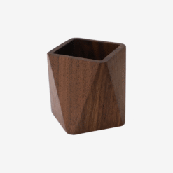 Square solid wood pen holder for pens, pencils, and stationery storage on desk