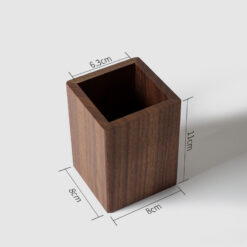Square solid wood pen holder for pens, pencils, and stationery storage on desk